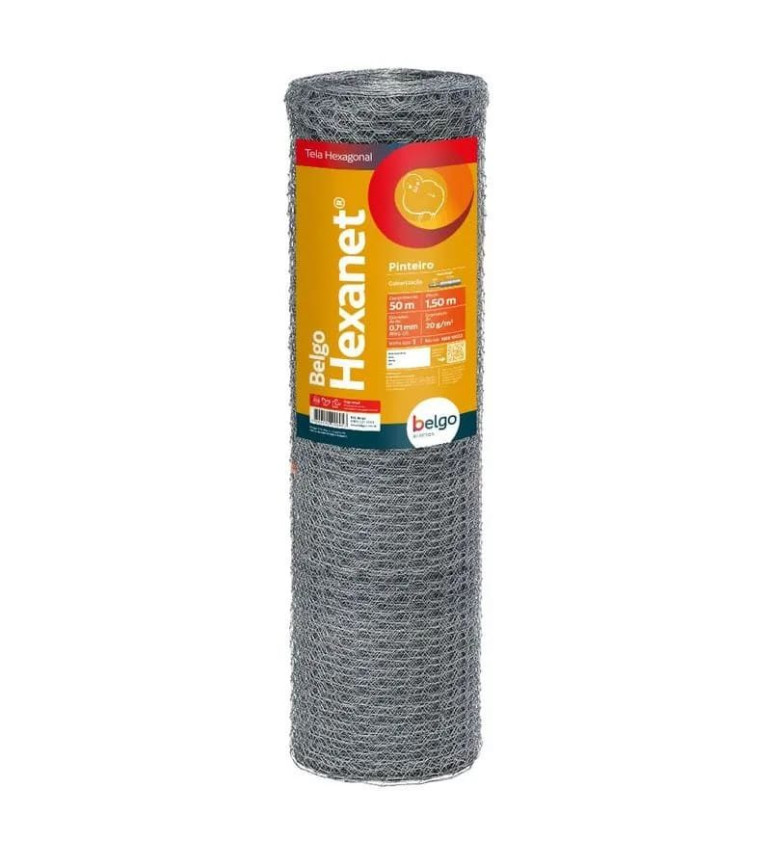 Tela Belgo Hexanet 1X22 - 1,50X50M - Pinteiro
